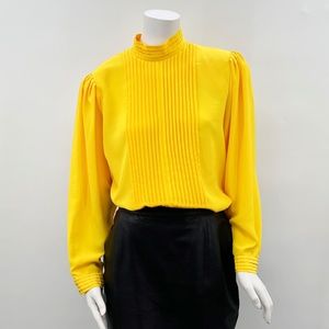 Simon Chang Yellow Button Back Blouse